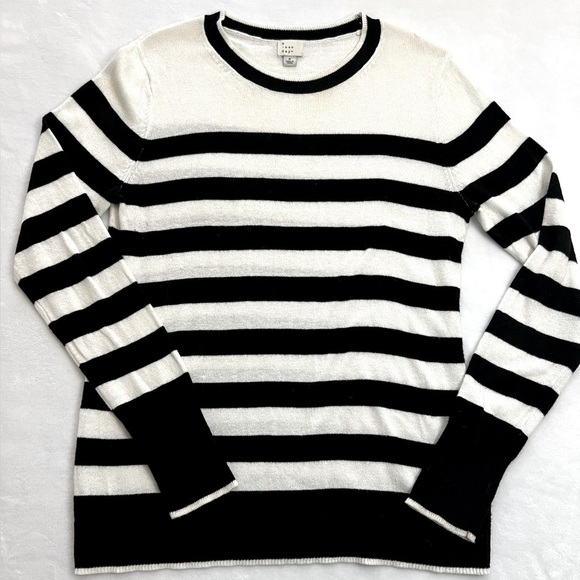 a new day Sweaters - Black and White Striped Sweater